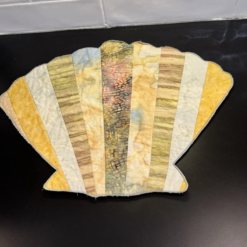 Sea Shell Handmade Quilted Reversible Placemats or topper Multi Colored Set of 8